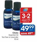 Clicks Essential Oil Tea Tree Or Lavender-10ml