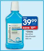Clicks Sensitive Mouthwash-500ml Each