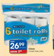 Clicks 6 Toilet Rolls 2-Ply-Per Pack