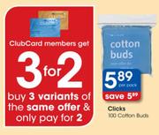 Clicks Cotton Bds-100 Per Pack