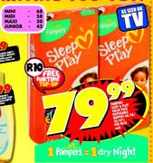 Pampers Sleep & Play Value Pack Disposable Nappies Mini-68's/Midi-58's/Maxi-50's/Junior-42's-Each 