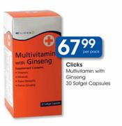 Clicks Multivitamin with Ginseng Softgel Capsules-30 Per Pack