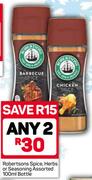 Robertson's Spice, Herbs Or Seasoning Assorted-Any 2 x 100ml Bottles