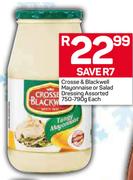 Crosse & Blackwell Mayonnaise Or Salad Dressing Assorted-750/790g Each
