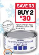 No Name Light Meat Shredded Tune In Salt Water-2x170g