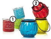 Clicks Metal & Glass Tealight Candle Holder-Each
