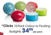 Clicks 12 Pack Colour Or Floating Tealights-Per Pack