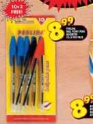 Penlina Ball Point Pens Assorted-10 + 2 per pack