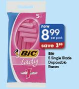 Bic 5 Single Blade Disposable Razors-Per Pack