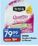 Schick Quattro 4 Blades For Women-Per Pack