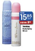 Yardley Body Spray-90ml Each