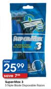 Super-Max 3 Triple Blade Disposable Razors-5 Per Pack