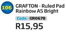 Grafton Ruled Pad Rainbow A5 Bright GR0678