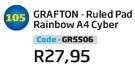 Grafton Ruled Pad Rainbow A4 Cyber GR5506