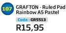 Grafton Ruled Pad Rainbow A5 Pastel GR5513
