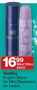 Yardley English Blazer For Men/Deodorant For Ladies-90ml/125ml Each