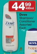 Dove Shampoo/Conditioner Assorted-400ml