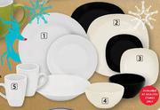 Le Cafe Porcelain Square Dinner Set Black Or White-Each