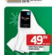 PnP 5 Pack White Ankle Socks-Per Pack