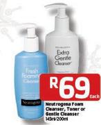 Neutrogena Foam Cleanser, Toner Or Gentle Cleanser-145ml/200ml Each