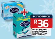 Lil-Lets Maxi Pads-16's/20's And Panty Liners Value Pack-40's