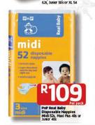 PnP Real Baby Disposable Nappies Midi 52s-Per Pack