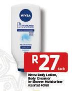 Nivea Body Lotion, Body Cream Or In-Shower Moisturiser Assorted-400
