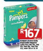 Pampers Active Baby Disposable Nappies Jumbo Pack Mini 94s-Per Pack
