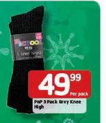 PnP 3 Pack Grey Knee High-Per Pack