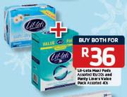 Lil-Lets Maxi Pads Assorted-15's/20's & Panty Liners Value Pack Assorted-40's