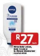 Nivea Body Lotion, Body Cream Or In-Shower Moisturiser Assorted-400ml Each