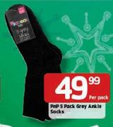 PnP White Ankle Socks-Per 5 Pack 