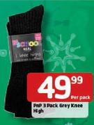 PnP Grey Knee High-Per 3 Pack 