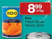 Koo Peach Slices/Halves-410g