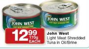 John West Light Meat Shredded Tuna In Oil/Brine-170g Each