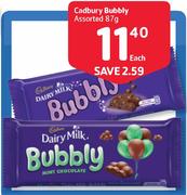 Cadbury Bubbly Assorted - 87g Each