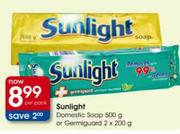 Sunlight Domestic soap 500g or Germiguard 2 x 200g-per pack