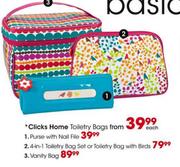 Clicks home 4-in-1 Toiletry Bag Set or Toiletry Bag with Birds-Each