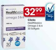 Clicks Healthbasics Omega 3 & 6 30 Softgels-Per pack