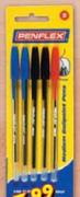 Penflex Ball Point Pens-5's Per Pack