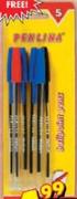 Penlina Ball Point Pens-5+1 Per Pack