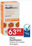 Clicks Healthbasics Vitamin B Complex Softgels-60 Per Pack