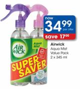 Airwick Aqua Mist Value Pack-2 x 345ml