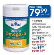 Revite 1000mg Double Strength,Epo Salmon Or Omega-3 Fish Oil-90 Capsules