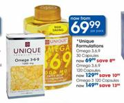 Unique Formulations Omega 3,6,9 Capsules-120's pack