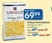 Unique Formulations Omega 3, 6 & 9 Softgels-120's
