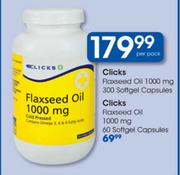 Clicks Flaxseed Oil 1000mg Softgel Capsules-60's