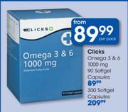 Clicks Omega 3 & 6 1000mg Softgel Capsules-90's