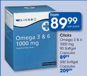 Clicks Omega 3 & 6 1000mg Softgel Capsules-300's
