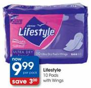 Lifestyle Pads with Wings-10 Per Pack 